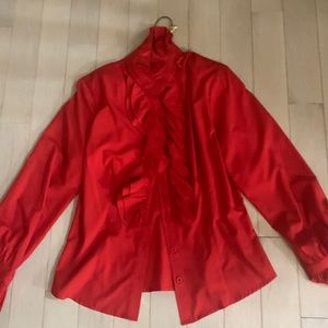 Kate Kasin bright red blouse